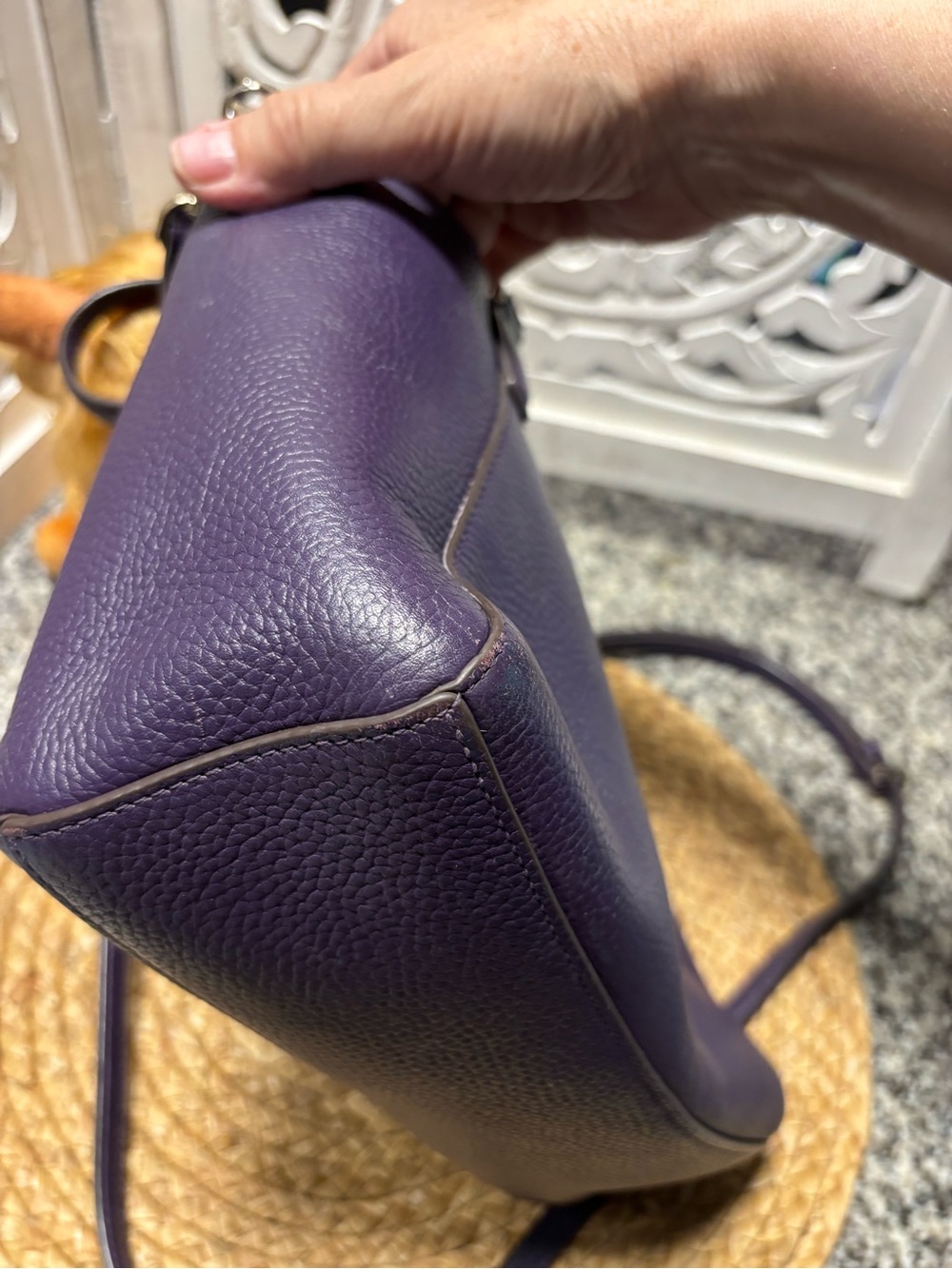 kate spade Purple Pebbled Leather Satchel with Removable Strap - Picture 4 of 11